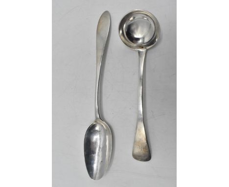 An William IV silver sauce ladle by William Russell II, Glasgow 1832, 41.7 grams, together with a 19th century continental wh