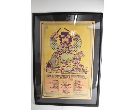 An original 1970 Isle Of Wight Festival poster, August 26-30, acts including Jimi Hendrix, The Who and others, poster designe