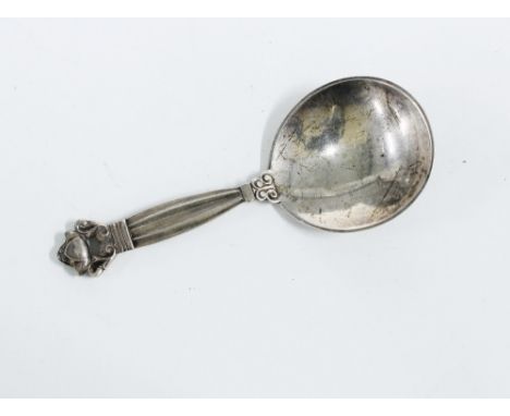 Georg Jensen silver acorn caddy spoon with London import marks for  1931, 10cm 