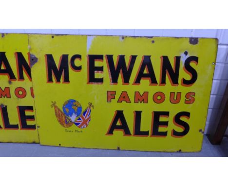 McEwan's Famous Ales, two early 20th century  yellow enamel signs, 52 x 77cm (2) 