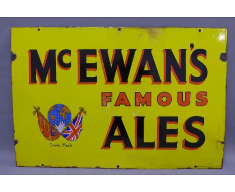 McEwan's Famous Ales, early 20th century yellow enamel sign  52 x 77cm 