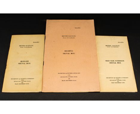 Railway Interest. British Railways, Western Region comprises Slough signal box, full diagram and panel instructions, Old Oak 