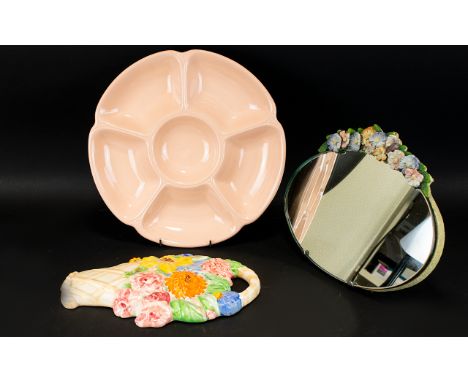 A Small Collection of Decorative Ceramic Items.  To include: 1930s wall plaque in the form of a basket of flowers, Grindley "