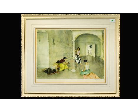 William Russell Flint 1880 - 1969 Pencil Signed by The Artist Ltd Edition Colour Lithograph Print - Titled ' Los Cientos ' Pl