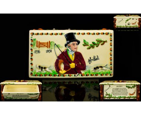 Crown Devon S. Fielding & Co Ceramic Musical Cigarette Box - Plays the Tune ' D'ye ken John Peel ' Size 3.75 Inches - 9.5 cm 