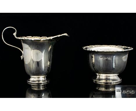 Art Deco Period - Attractive and Elegant Silver Milk Jug and Sugar Bowl of Excellent Proportions and Size. Hallmark Birmingha