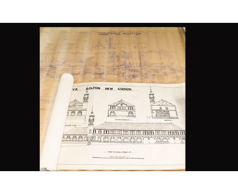 Railway Interest - Collection Of Ephemera To Include - Blue Print Of Aspinall 2-4-2 Tank Engine Luat Service With Hoy Safety 