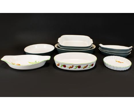 A Large Collection of Ceramic Serve Ware approx (9) items in total. To include various casserole dishes, flan dishes etc