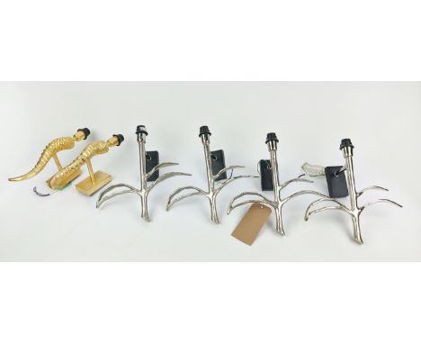 HEATHFIELD & CO WALL LIGHTS, including a horn left and horn right wall light, 30.5cm L, and four reed wall lights, 31.5cm L. 