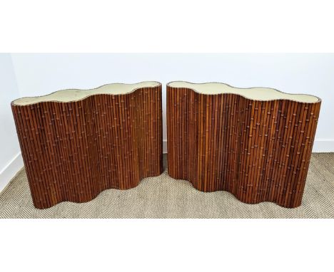 PAOLO MOSCHINO CONSOLE TABLES, a pair, 99.5cm x 30cm x 75cm approx. (2) 