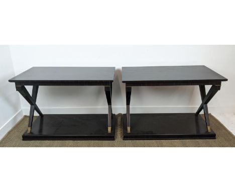ALFONSO MARINA BAZAINE CONSOLE TABLES, a pair, 110.5cm x 62.5xm 76.5 approx. (2) 