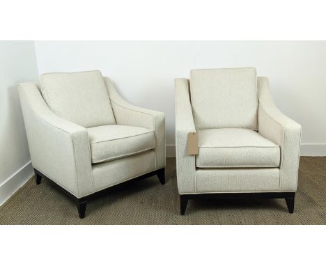 BESPOKE SOFA LONDON ARMCHAIRS, a pair, neutral fabric upholstered, 80cm x 85cm x 80cm H. (2) 