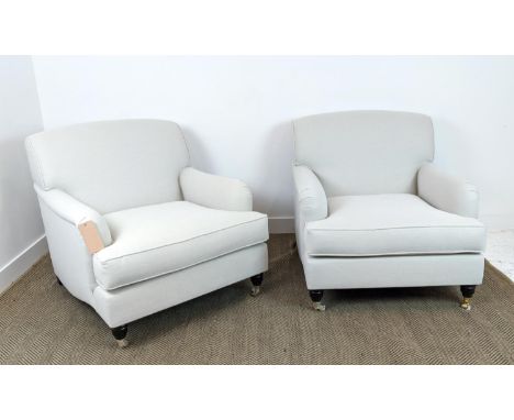 BESPOKE SOFA LONDON ARMCHAIRS, a pair, Howard style design, 90cm W approx each. (2) 