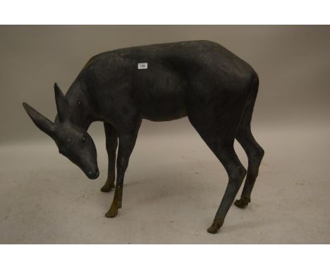 Modern dark patinated life size bronze figure of a deer, 28ins x 31ins approximately overallOverall good condition, has been 