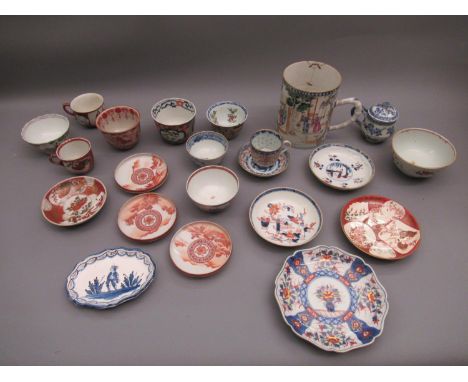 Quantity of Chinese and Japanese tea bowls, tea cups and saucers, together with a Chinese export tankard (at fault) 