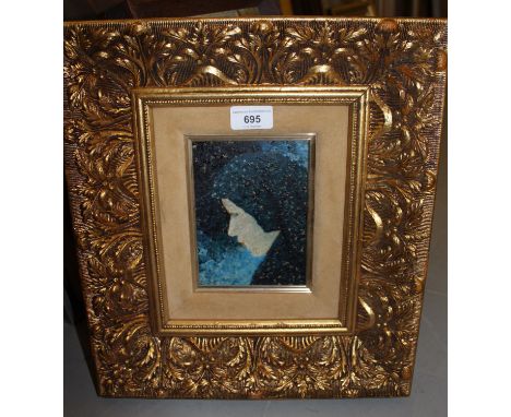 Pointillist style oil, head study of a lady, bearing indistinct signature verso, R. Henri 
