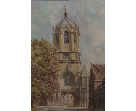 F.E. Watkins, oil on panel, view in Oxford, signed and dated 1947, together with an unsigned oil on canvas by the same artist