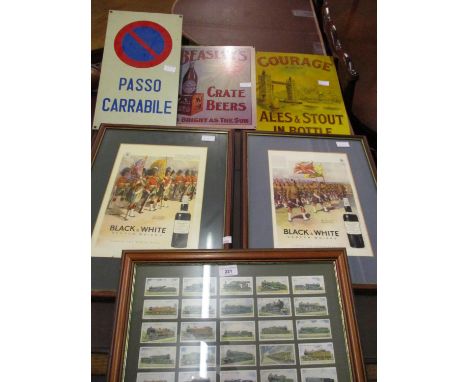 Framed set of Wills railway engines cigarette cards, together with a quantity of framed advertising prints and reproduction e