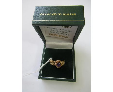 9ct Welsh gold amethyst set dress ringRing size Q 