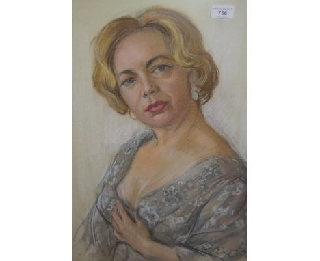 Pastel drawing, portrait of a lady wearing a lace gown, indistinctly signed and dated, possibly A.A. '76, 21.5ins x 18ins, in