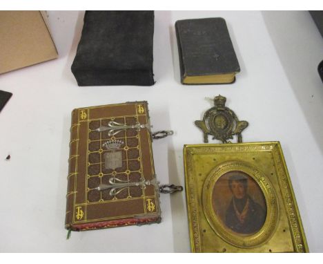Small 19th Century French prayer book with a good quality embossed and leather metal mounted binding inscribed ' Gruel ', tog