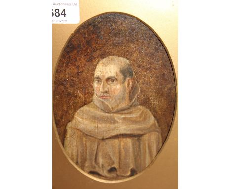 Antique oval mounted oil, portrait of Girolamo Savonarola, Dominican prior of Florence (inscribed verso) 
