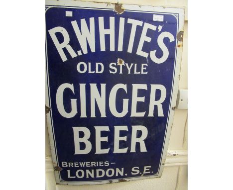Enamel metal sign, ' R. White's Ginger Beer '30ins x 20ins 