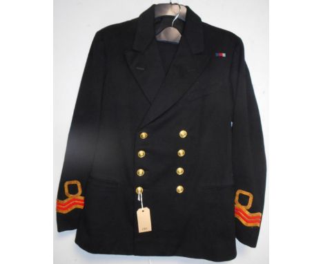 British Navy dress uniform jacket with Gieves Ltd interior pocket label "6.9.43 Q R Ports D.R.Maitland 9399" having Gieves Lt