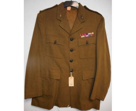 British Army dress uniform khaki green jacket with McLaren of Glasgow label having&nbsp;Royal Army Chaplains' Department coll