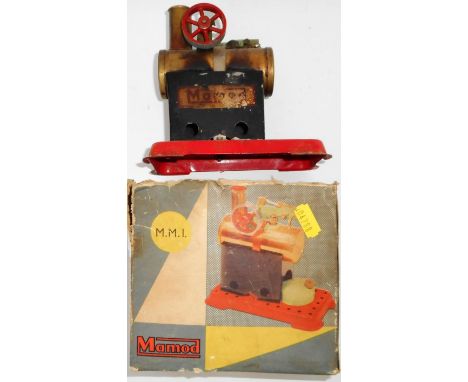 Mamod. M.M.1 small static steam engine. Well used. With defective box. 