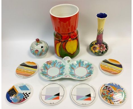 20th century Design - a 1930s Clarice Cliff Newport Pottery Leaf &amp; Berries pattern two piece strawberry set;  a Poole Ade