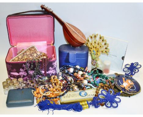 Jewellery - a coral bead necklace;  others amethyst, quartz, lapis lazuli, simulated pearls, floral earrings, 925 silver topp