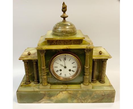 An onyx mantel clock by Japy Freres retailed through Bennetts of London 
