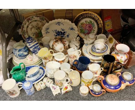 Ceramics - a 19th century Wedgwood Fallow deer jug;  Royal Worcester plates, hand painted tea set, desert landscape, others t