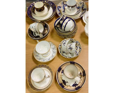 English Teaware - 18th and 19th century, Davenport cup and saucer;  a Worcester spirally fluted coffee cup, teabowl and sauce