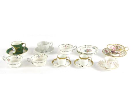 A group of various cups and saucers, to include a Dresden 19thC ceramic and gilt tulip cup and saucer, three Jackson &amp; Go