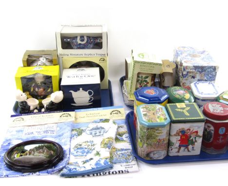 A group of Ringtons Tea and other memorabilia, to include a Rington Bear teapot, Rington Tea plaque, Mailing miniature replic