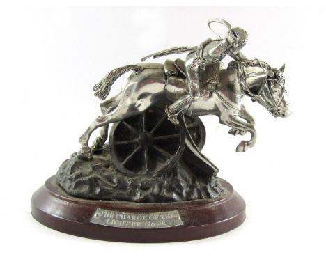 A Royal Hampshire cast figure group of The 8th Hussars, Charge Of The Light Brigade, designed by Richard Hanley, with plaque 