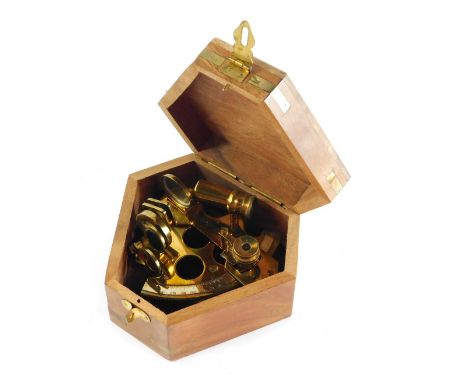 A reproduction brass sextant, in fitted case. 