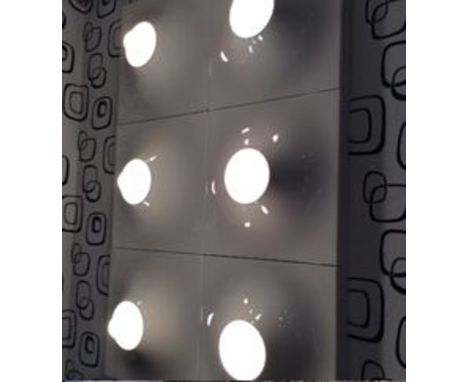 Wall art light (6 bulbs, white rectangular) 125 x 186 cm, from the Bar. Dismantled for storage in our sale room