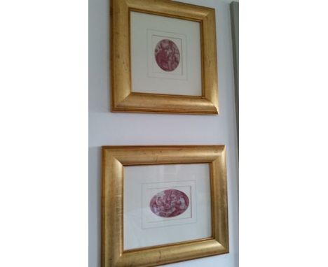 Pair of small tapestry framed pictures (these ARE stitched, we removed the back of one to check), image 15 x 10 cm, frames 24