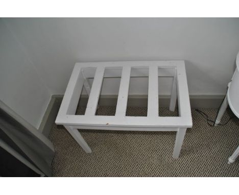 White painted luggage table 66 cm wide, 63 cm deep, from Room 16