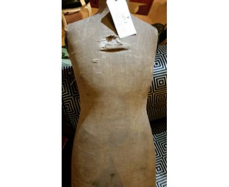 Half mannekin, vintage item, linen covered, mahogany torso, vintage 81 cm high, from the landing by Room 10.