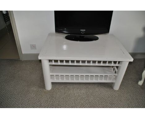 Small white table with galleried two tiers 91 cm long, 60 cm deep, 45 cm high, from Room 16