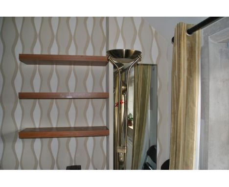 Brass effect standard lamp uplighter 181 cm high, square pin plug PAT tested Oct 2015, from the Treatment Room