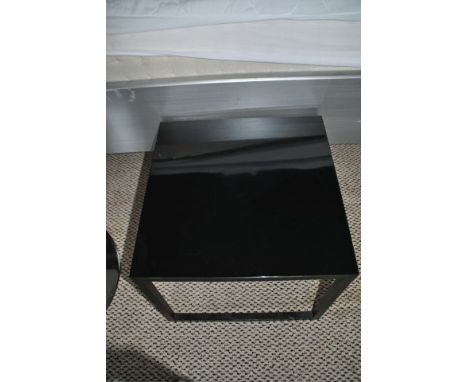 Small square occasional table with metal top, black, 42 cm square, 35 cm high, from Room 14