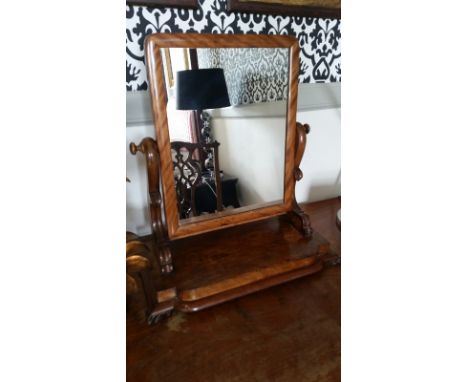 Wood, flame mahogany tilting dressing table mirror, 62 cm high, from Room 11