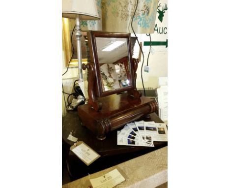 Small mahogany table mirror with drawer, 43 cm high, from Room 18