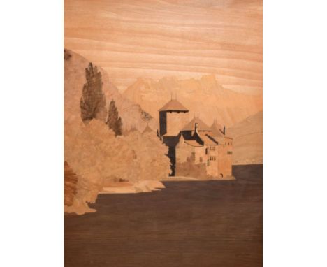 Vintage Spindler marquetry panel - Chillon Castle, No.1357, framed and glazed   Condition: 