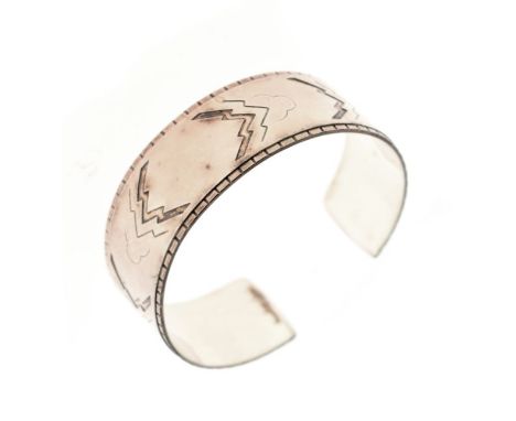 Georg Jensen silver bangle designed by Oscar Gundlach-Pedesen having stylised lightning and cloud engraved decoration   Condi